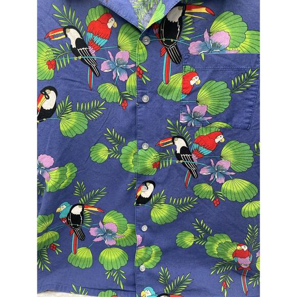 Scorpio Collection Men's Short Sleeve Hawaiian Shirt Toucans & Palm Trees Sz L - Picture 2 of 5